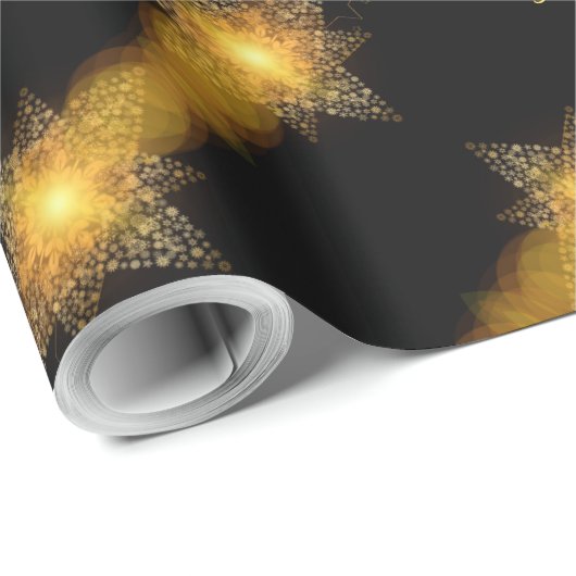 Merry Kerststerren Pattern Star Lights Elegant Cadeaupapier (Rol Hoek)