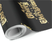 Merry Kerststerren Typografie Black Gold Chic Cadeaupapier (Rol Hoek)