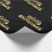 Merry Kerststerren Typografie Black Gold Chic Cadeaupapier (Hoek)