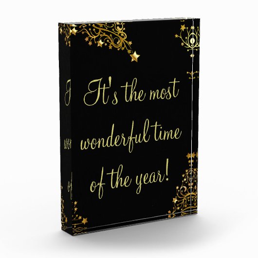 Merry Kerststerren Typografie Black Gold Chic Fotoblokken (Links)