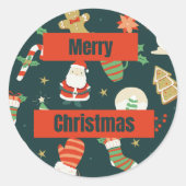 Merry kerststicker, klassieke ronde sticker (Voorkant)