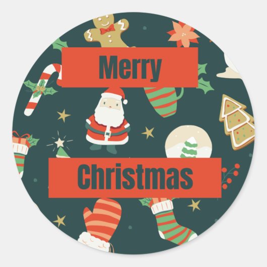 Merry kerststicker, klassieke ronde sticker (Voorkant)