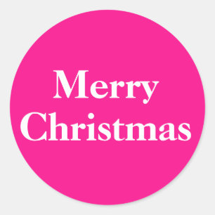 Merry kerststickers Elegant Script roze Ronde Sticker