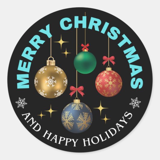 Merry kerststickers ronde sticker (Voorkant)