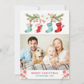 Merry KerstStockings Names Pet Family Foto Feestdagenkaart (Voorkant)