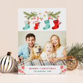 Merry KerstStockings Names Pet Family Foto Feestdagenkaart