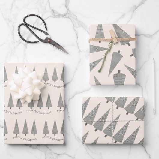 Merry Kerststooth Tree Patroon Inpakpapier Vel (Voorkant)
