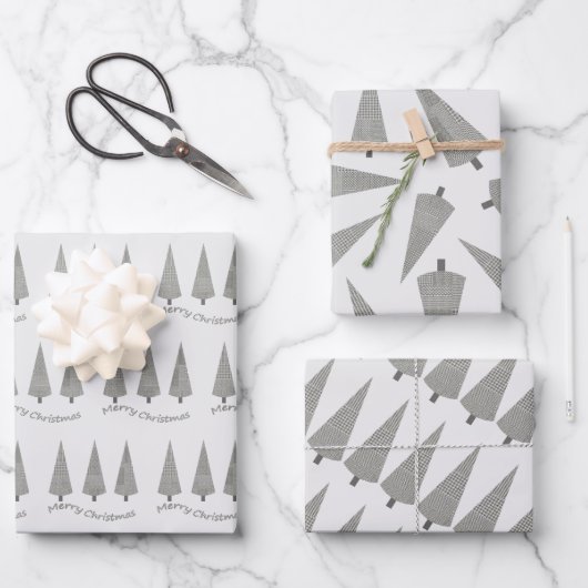 Merry Kerststooth Tree Patroon Inpakpapier Vel (Voorkant)