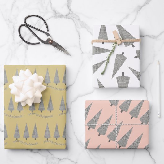 Merry Kerststooth Tree Patroon Inpakpapier Vel (Voorkant)