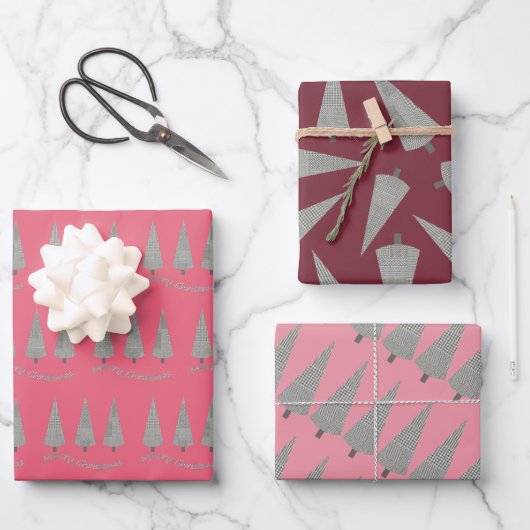 Merry Kerststooth Tree Patroon Inpakpapier Vel (Voorkant)