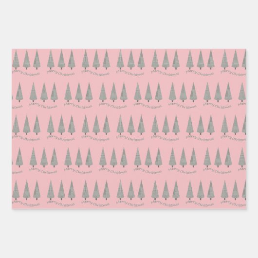 Merry Kerststooth Tree Pattern Wrapping Inpakpapier Vel (Voorkant)