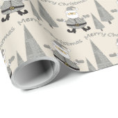 Merry Kerststooth Tree Santa Pattern Cadeaupapier (Rol Hoek)