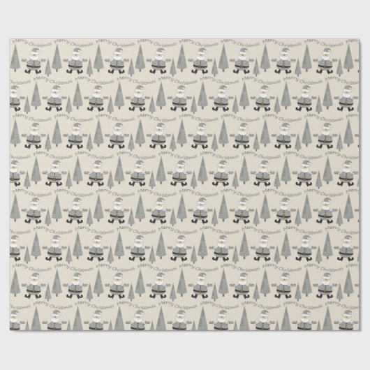 Merry Kerststooth Tree Santa Pattern Cadeaupapier (Vlak)
