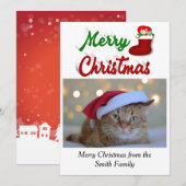 Merry Kerststop foto rood groen script Feestdagenkaart (Voorkant / Achterkant)