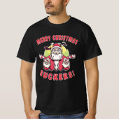 Merry Kerstsuckers Santa Claus spier T-shirt (Voorkant)