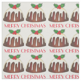 Merry kerstSugar Plum Pudding Holly Leaves Stof