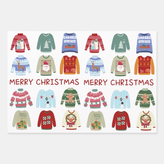 Merry KerstSweaters Inpakpapier Vel (Voorkant)