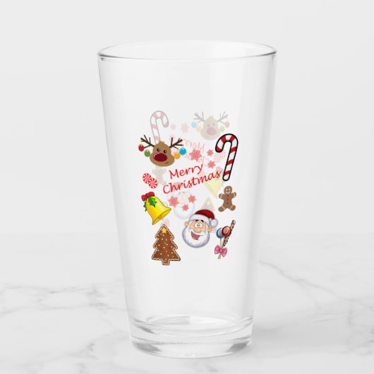 Merry kerstsymbolen glas (Voorkant)