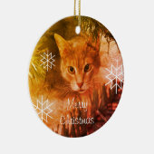 Merry kersttabby Cat Snowflakes Keramisch Ornament (Rechts)