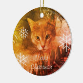 Merry kersttabby Cat Snowflakes Keramisch Ornament (Links)