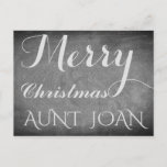 Merry Kersttante Joan Chalkboard Typografie Feestdagenkaart<br><div class="desc">Merry Kersttante Joan,  u kunt de tekst "Tante Joan" wijzigen,  Typografie Chalks Chalkboard Blackboard Black and White Feestdagen Season Custom Prettige feestdagen Kerstcard,  u kunt ook gemakkelijk de naam en het adres van de ontvanger toevoegen,  als u dit thuis liever toevoegt,  kunt u gewoon de voorbeeldtekst verwijderen.</div>