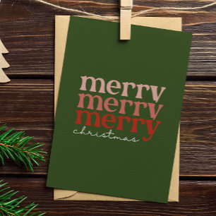 Merry kersttekst Greeting Red en Green Feestdagenkaart