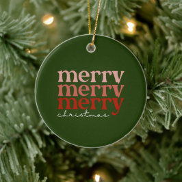 Merry kersttekst Greeting Red en Green Keramisch Ornament