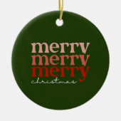 Merry kersttekst Greeting Red en Green Keramisch Ornament (Voorkant)