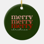 Merry kersttekst Greeting Red en Green Keramisch Ornament (Achterkant)