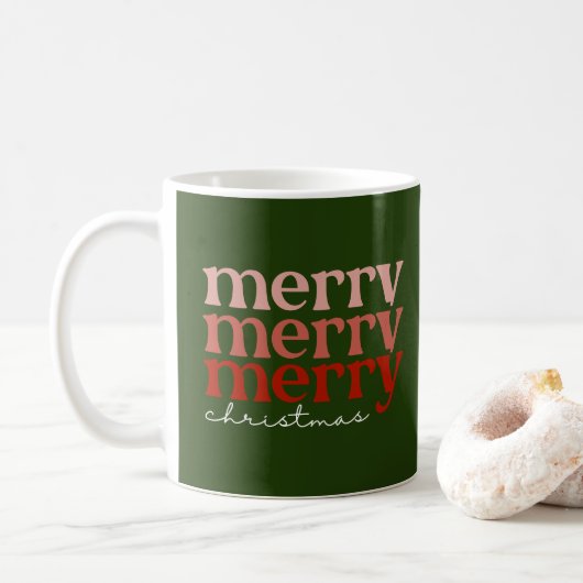 Merry kersttekst Greeting Red en Green Koffiemok (Met donut)