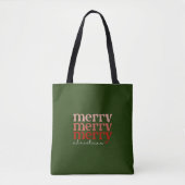 Merry kersttekst Greeting Red en Green Tote Bag (Voorkant)
