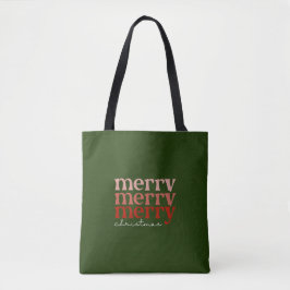 Merry kersttekst Greeting Red en Green Tote Bag