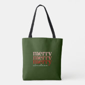 Merry kersttekst Greeting Red en Green Tote Bag (Achterkant)