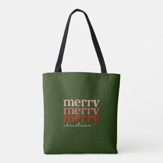 Merry kersttekst Greeting Red en Green Tote Bag (Achterkant)