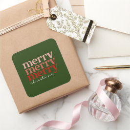 Merry kersttekst Greeting Red en Green Vierkante Sticker