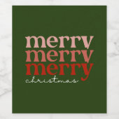 Merry kersttekst Greeting Red en Green Wijn Etiket (Enkel label)