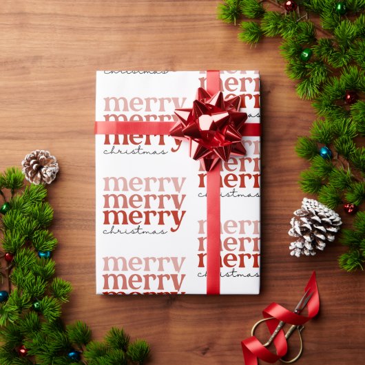 Merry kersttekst Greeting Red en White Cadeaupapier (Feestdagen Geschenken)