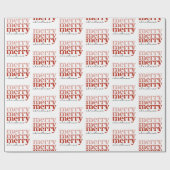 Merry kersttekst Greeting Red en White Cadeaupapier (Vlak)
