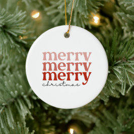 Merry kersttekst Greeting Red en White Keramisch Ornament