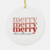 Merry kersttekst Greeting Red en White Keramisch Ornament (Voorkant)