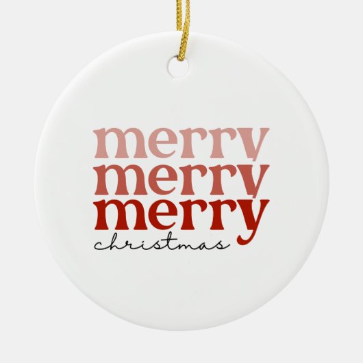 Merry kersttekst Greeting Red en White Keramisch Ornament (Voorkant)