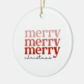Merry kersttekst Greeting Red en White Keramisch Ornament (Links)