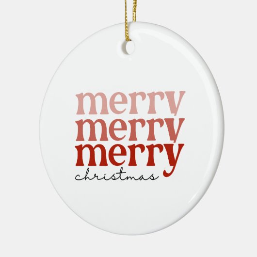 Merry kersttekst Greeting Red en White Keramisch Ornament (Links)
