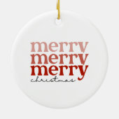 Merry kersttekst Greeting Red en White Keramisch Ornament (Achterkant)