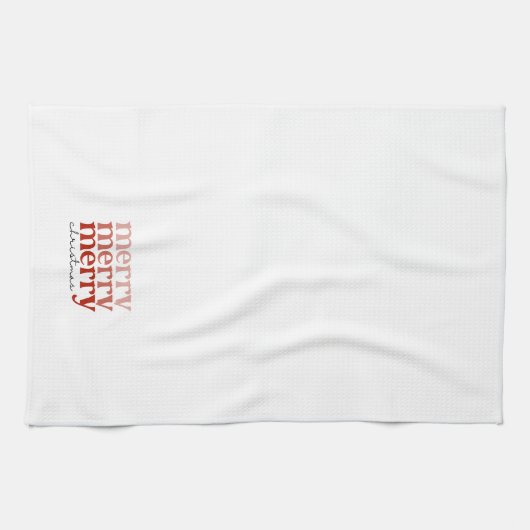 Merry kersttekst Greeting Red en White Theedoek (Horizontaal)