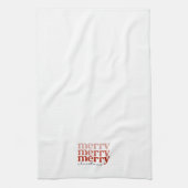 Merry kersttekst Greeting Red en White Theedoek (Verticaal)