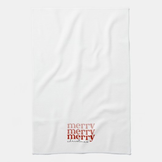 Merry kersttekst Greeting Red en White Theedoek (Verticaal)