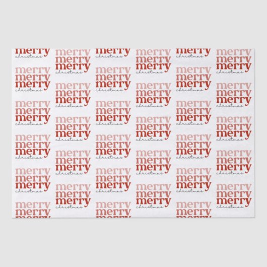 Merry kersttekst Greeting Red en White Tissuepapier (Voorkant)