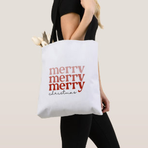 Merry kersttekst Greeting Red en White Tote Bag