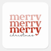 Merry kersttekst Greeting Red en White Vierkante Sticker (Voorkant)